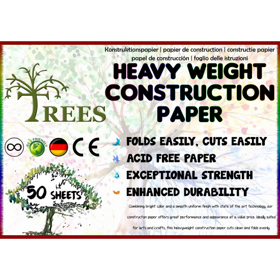 Trees Heavy Weight Premium Quality Construction Paper - Multicolored - A3 - Pack of 50